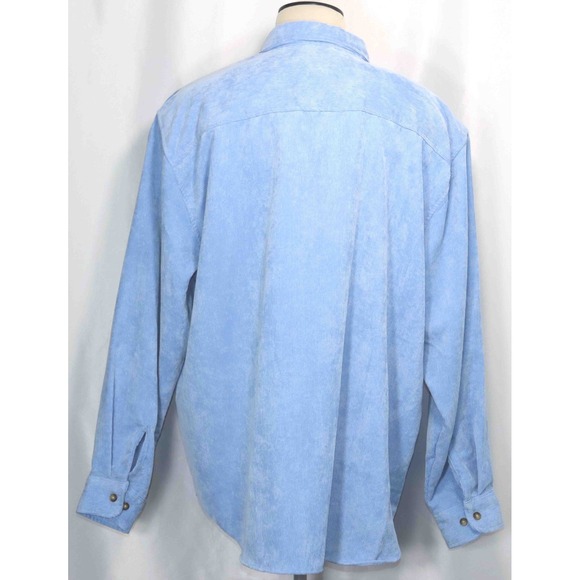 VTG‎ Stag Hill Light Blue Corduroy Button Front Shirt Mens Size 2XL Beautiful - Picture 3 of 5